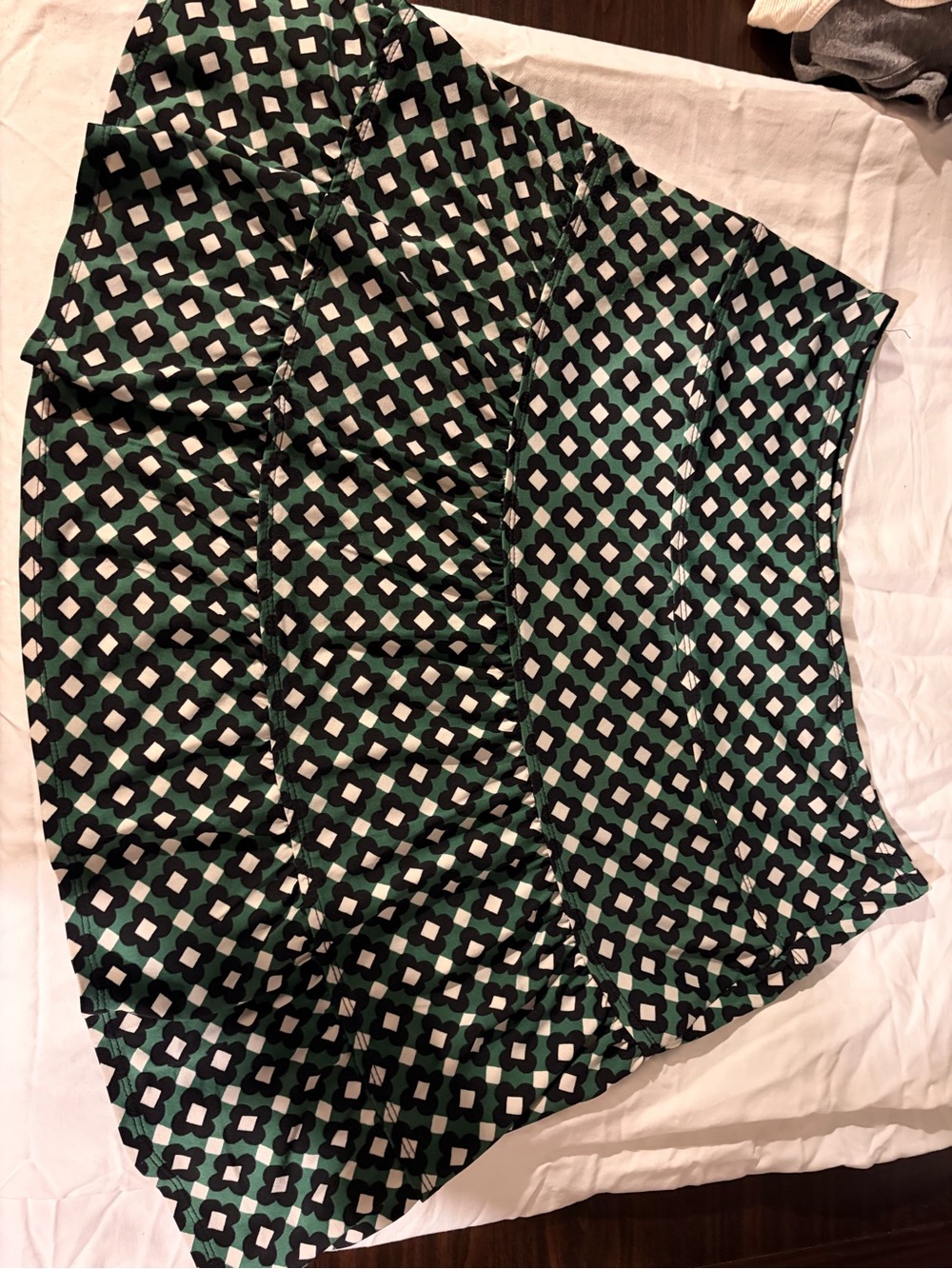 Max Studio Green and Black Geometric Tiered Skirt